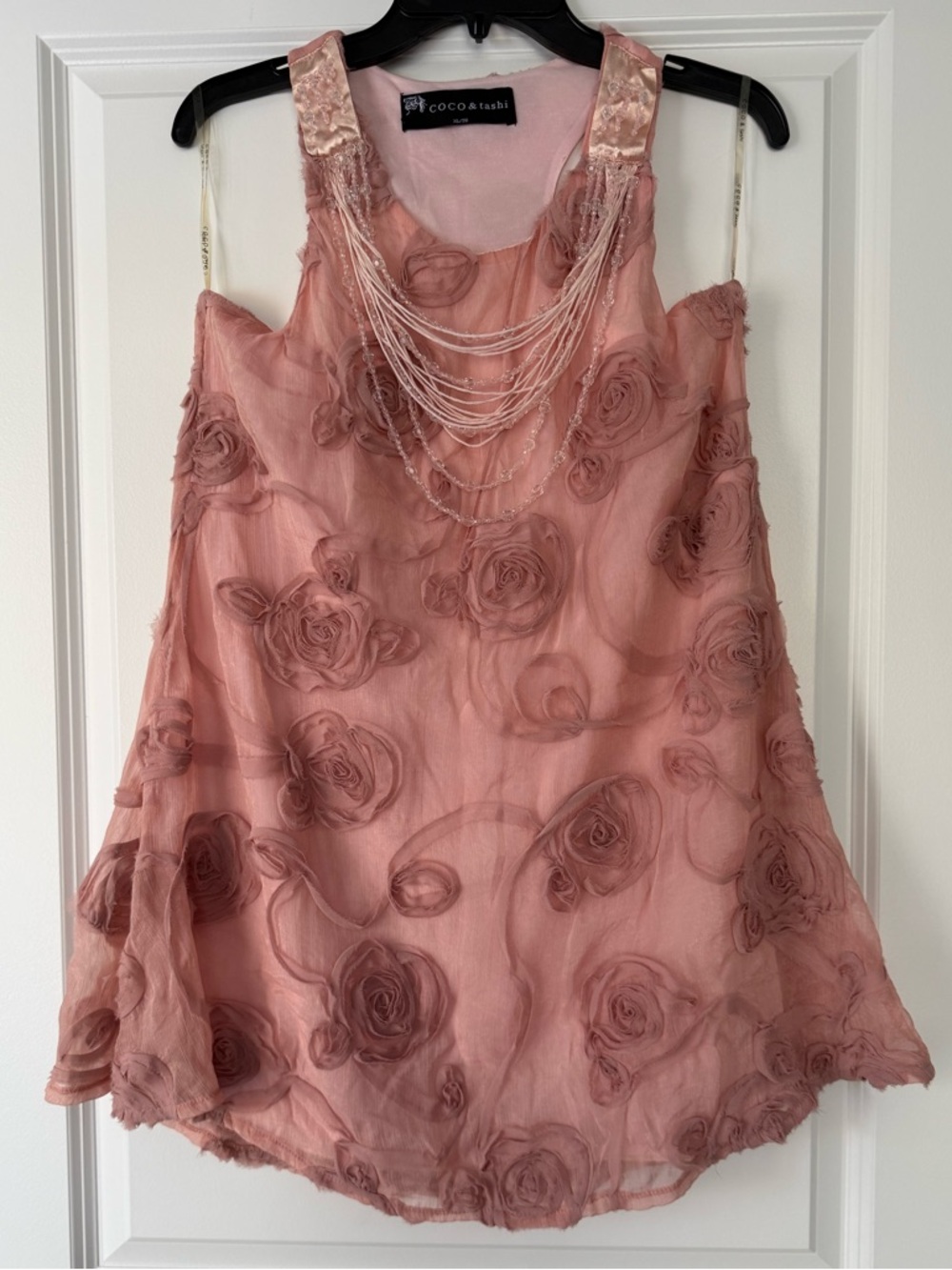 Rose-Embroidered Blush Pink dress